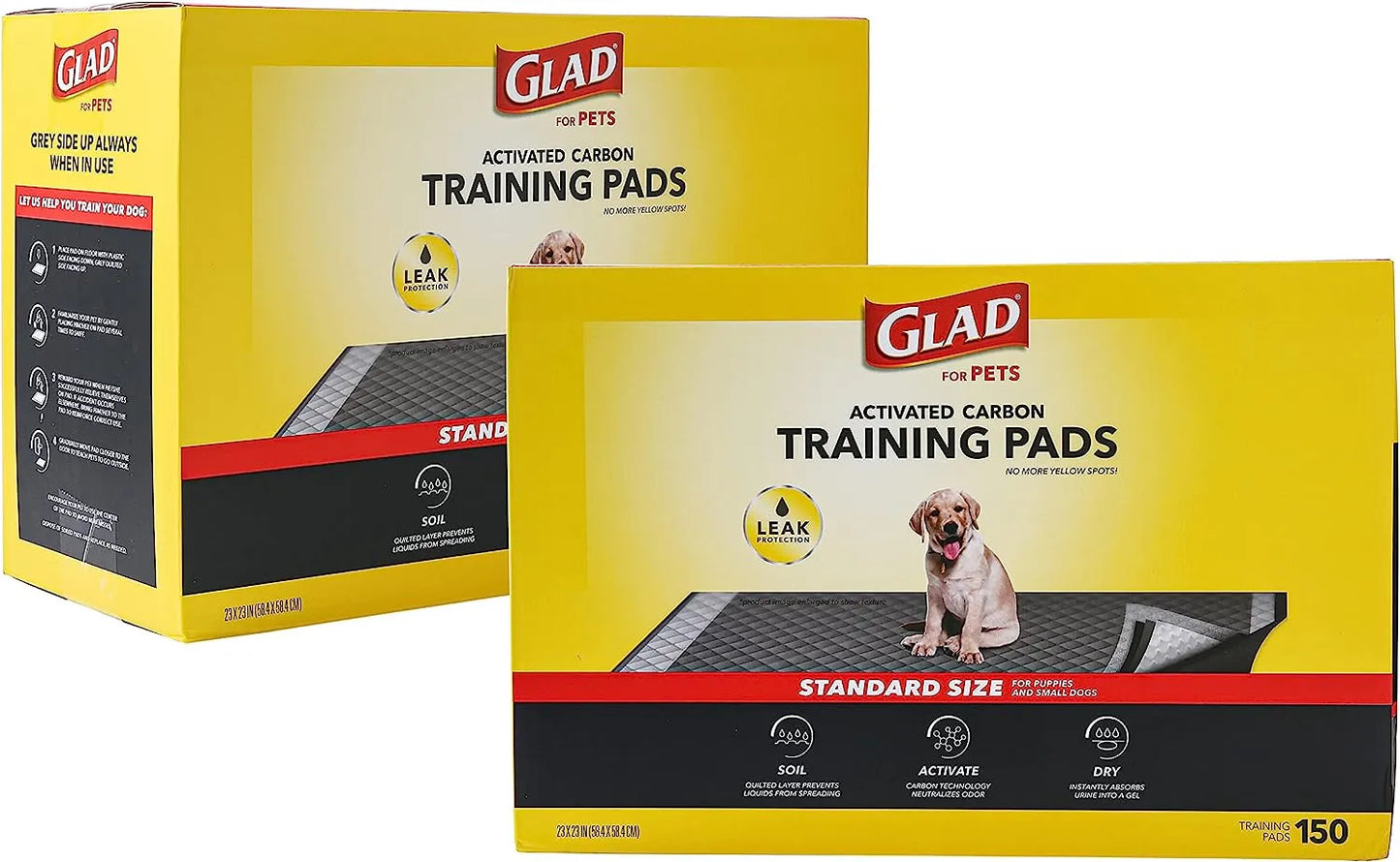 Glad for Pets Black Charcoal Puppy Pads 23" x 23" | Puppy Potty Training Pads That ABSORB & NEUTRALIZE Urine Instantly | New & Improved Quality Puppy Pee Pads, 100 count