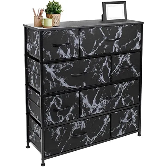Sorbus Dresser with 8 Drawers - Furniture Storage Chest Tower Unit for Bedroom, Hallway, Closet, Office Organization - Steel Frame, Wood Top, Easy Pull Fabric Bins (Black)