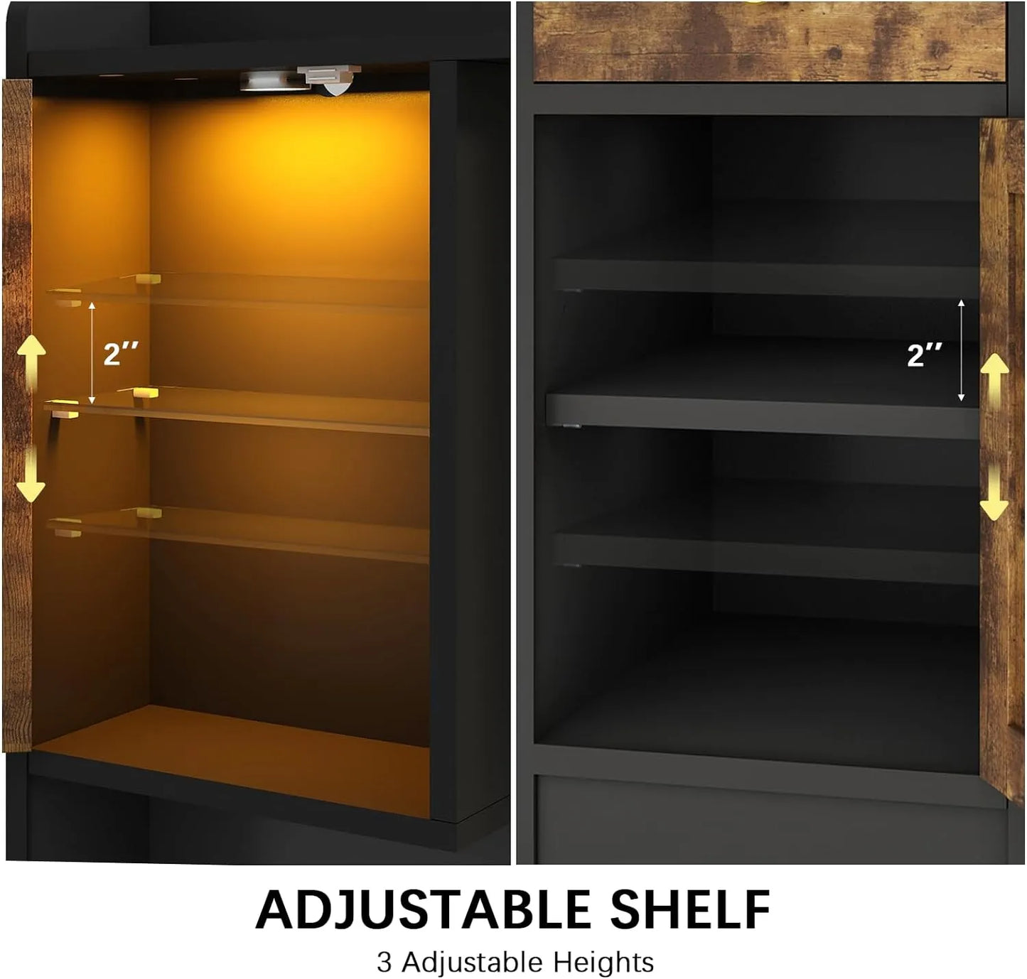 Dnxao Large Make up Vanity Desk with Mirror and Lights,3 Lights Mode and Brightness Adjusted by Touch Button, Built-in Power Strip and 6 Drawers,4 cabinets,2 cabinets with RGB Lights