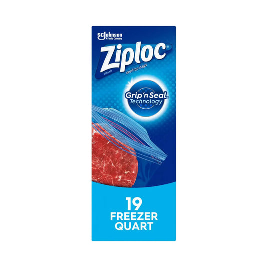 Ziploc Brand Freezer Bags With Grip 'N Seal Technology, Quart, 19 Count