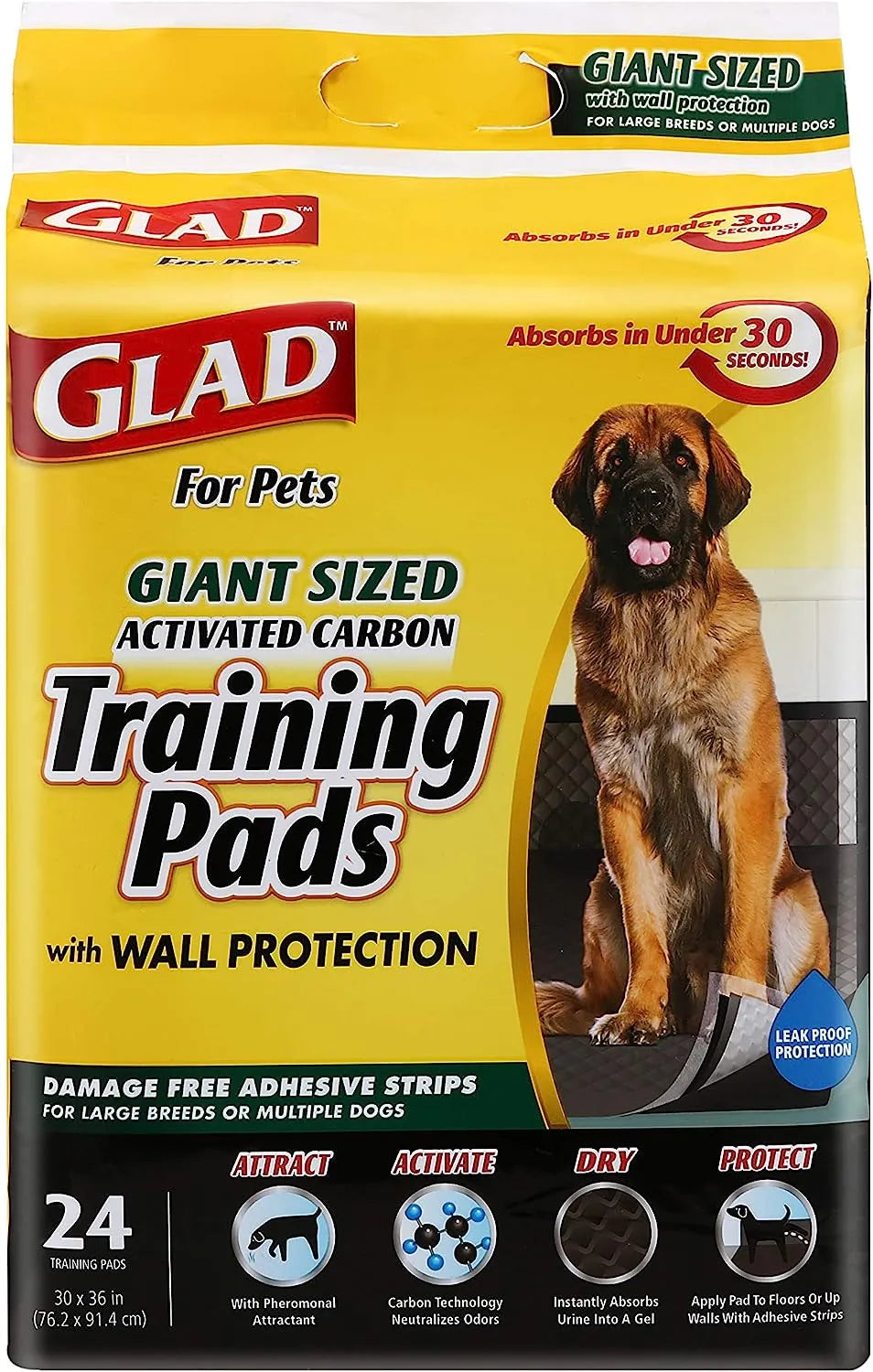 Glad for Pets Black Charcoal Puppy Pads 23" x 23" | Puppy Potty Training Pads That ABSORB & NEUTRALIZE Urine Instantly | New & Improved Quality Puppy Pee Pads, 100 count