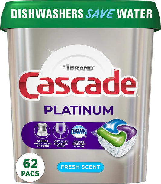 Platinum Dishwasher Pods, Dishwasher Detergent, Dishwasher Pod, Dishwasher Soap Pods, Actionpacs with Dishwasher Cleaner and Deodorizer Action, Fresh, 62 Count of Dish Detegent Pods