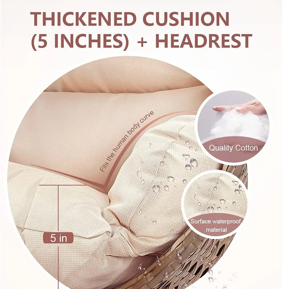 JOYBASE Hanging Egg Chair with Stand, Outdoor Wicker Rattan Egg Swing Chair with Stand and Cushion for Indoor Outdoor Bedroom Patio Garden (Grey/Black)