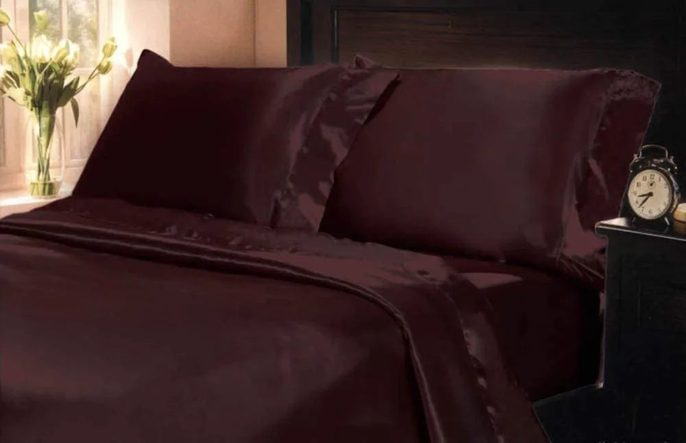 Soft Silky Satin Solid Color Deep Pocket Sheet Set