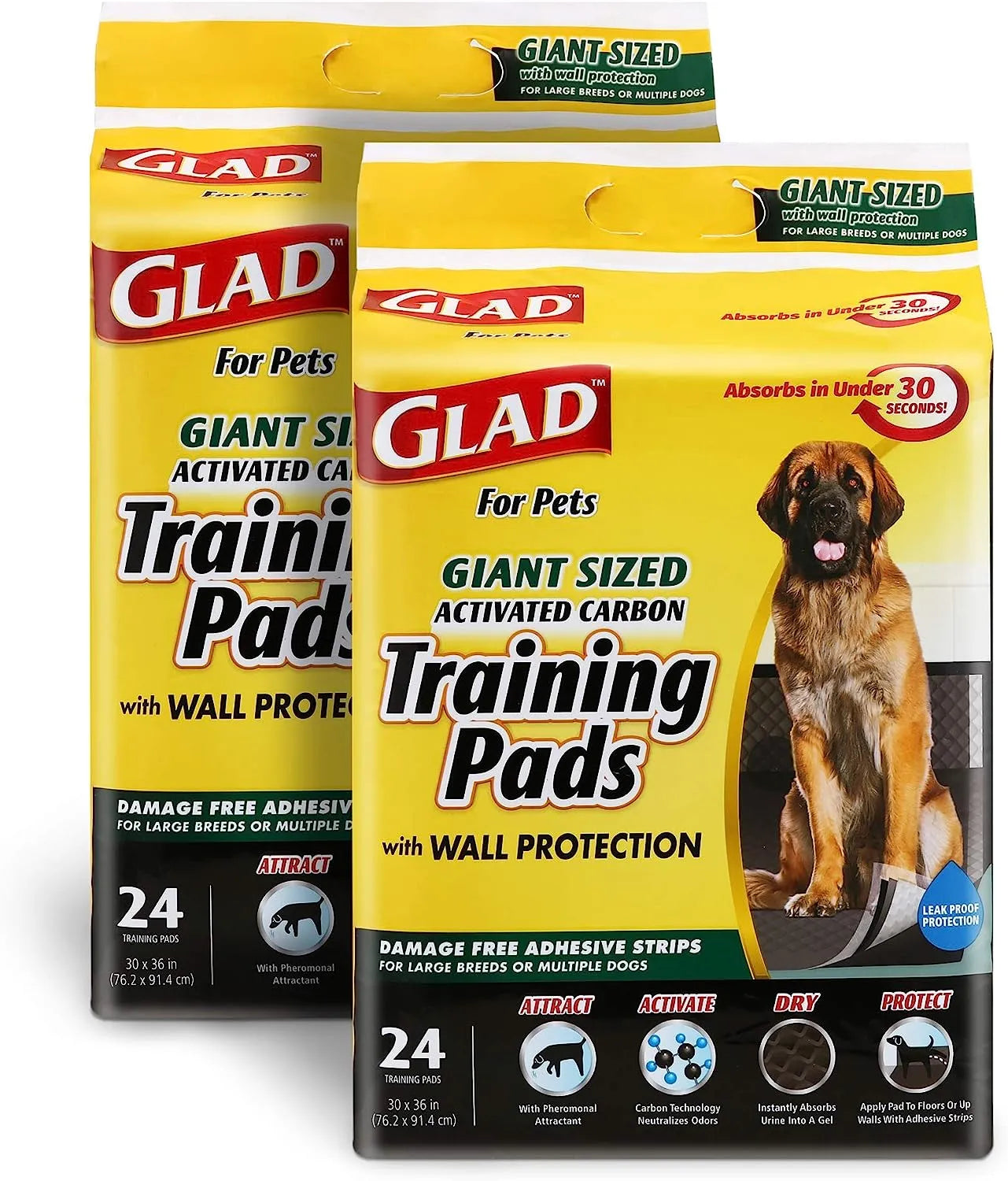 Glad for Pets Black Charcoal Puppy Pads 23" x 23" | Puppy Potty Training Pads That ABSORB & NEUTRALIZE Urine Instantly | New & Improved Quality Puppy Pee Pads, 100 count