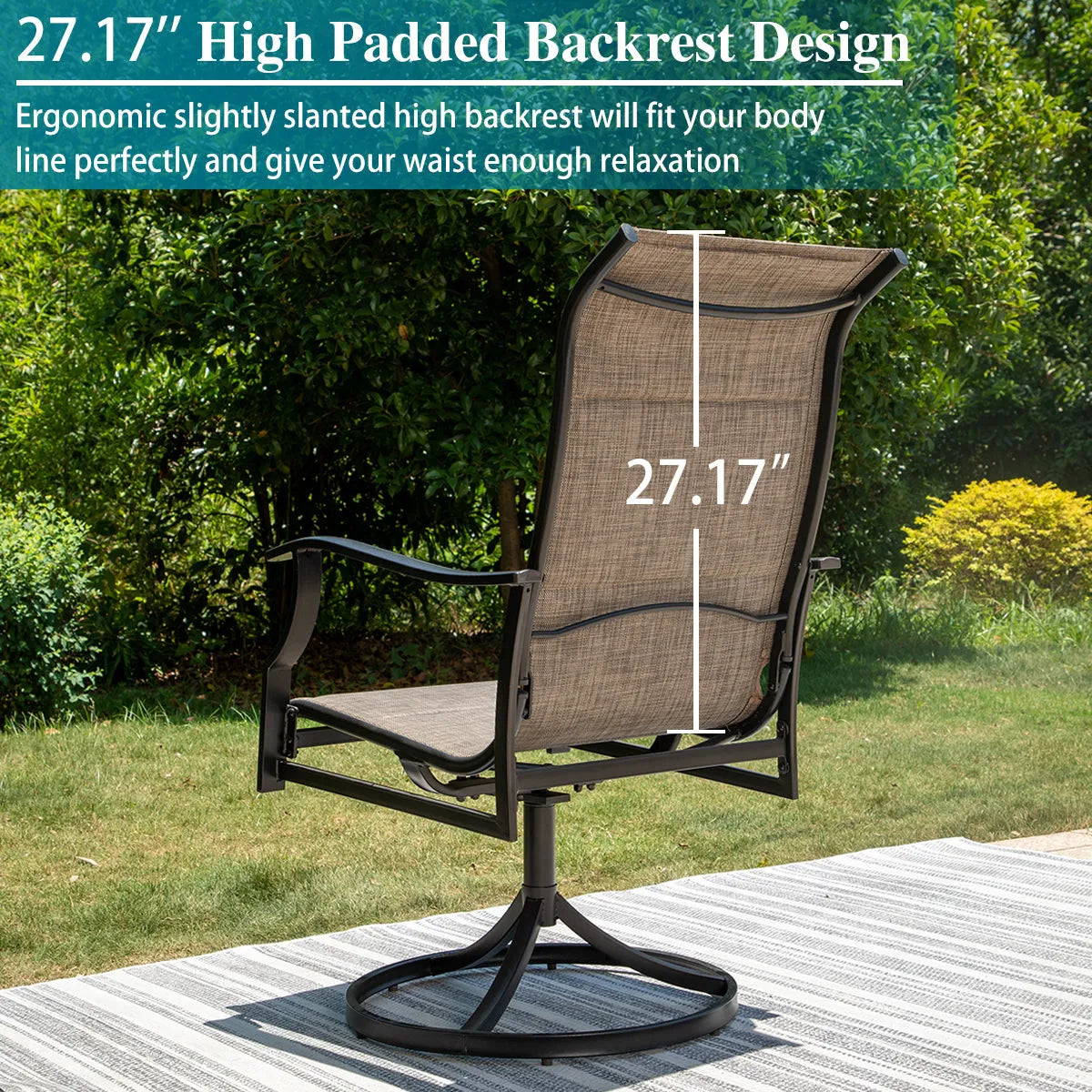 7-Piece/9-Piece Outdoor Patio Dining Set with Adjustable Table & Padded Textilene Swivel Chairs