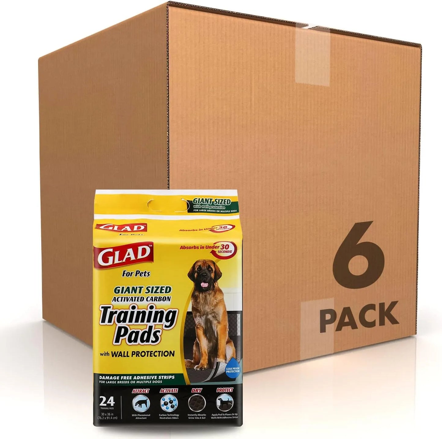 Glad for Pets Black Charcoal Puppy Pads 23" x 23" | Puppy Potty Training Pads That ABSORB & NEUTRALIZE Urine Instantly | New & Improved Quality Puppy Pee Pads, 100 count