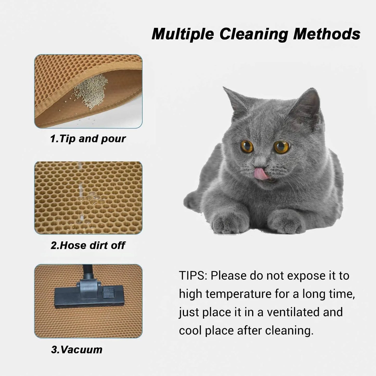 Pieviev Cat Litter Mat Double Layer Waterproof Urine Proof Trapping Mat 1 Pack (Gray, 24x15 Inch (Pack of 1))