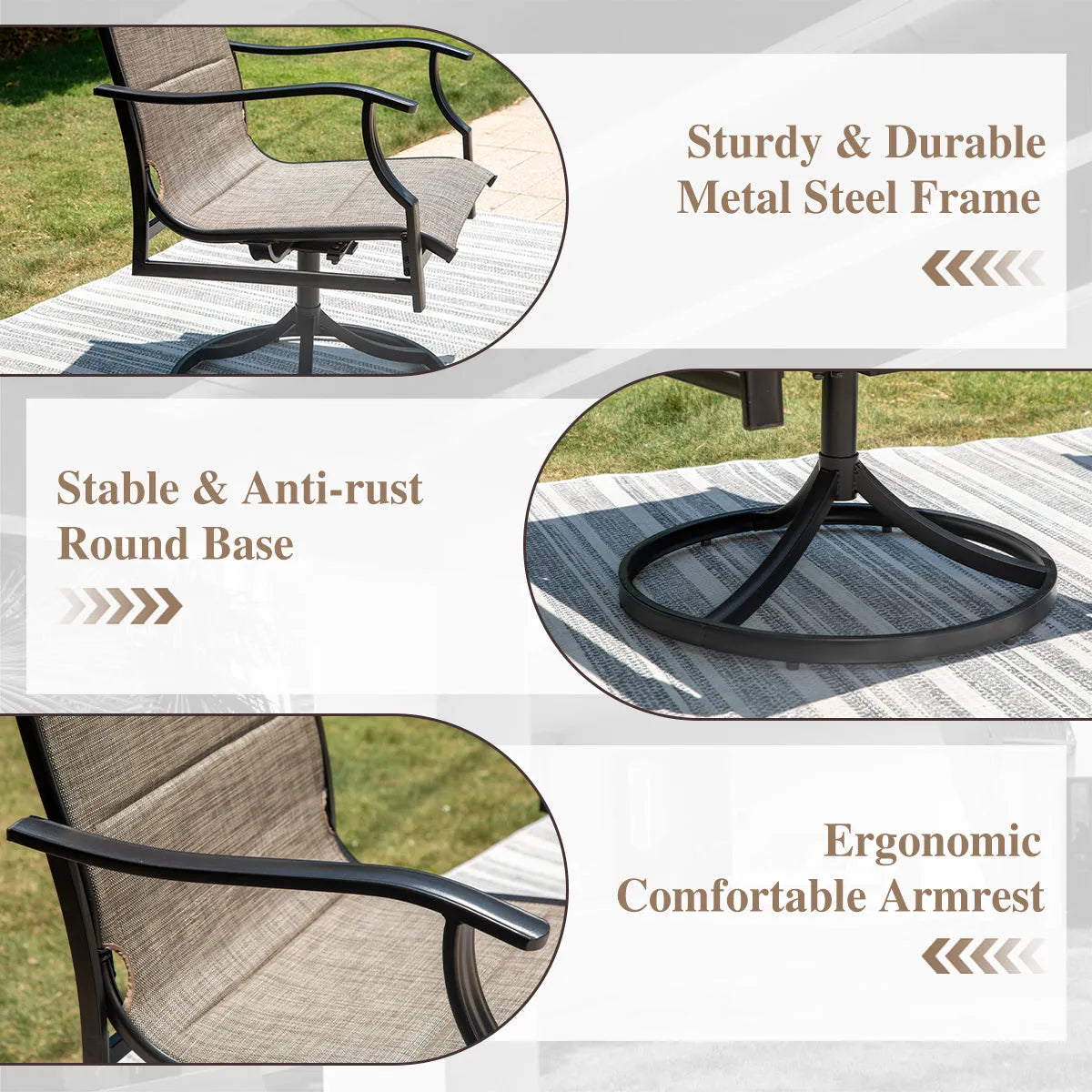 7-Piece/9-Piece Outdoor Patio Dining Set with Adjustable Table & Padded Textilene Swivel Chairs