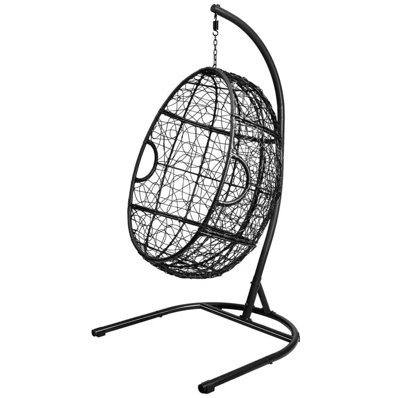 Outdoor Hanging Egg Chair Swing Hammock Chair Set with Stand & Cushion