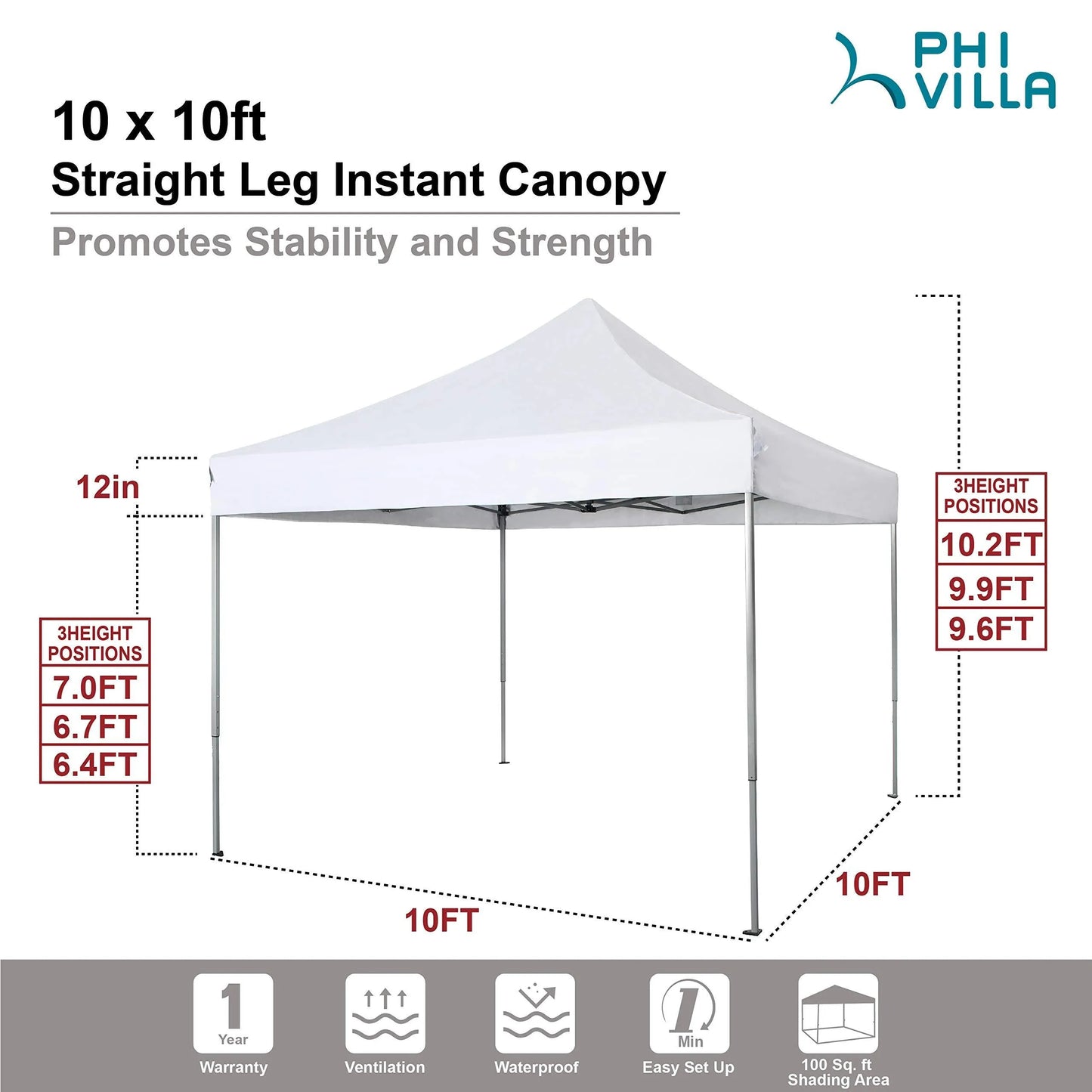 10' x 10' Instant Commercial Canopy Straight Leg