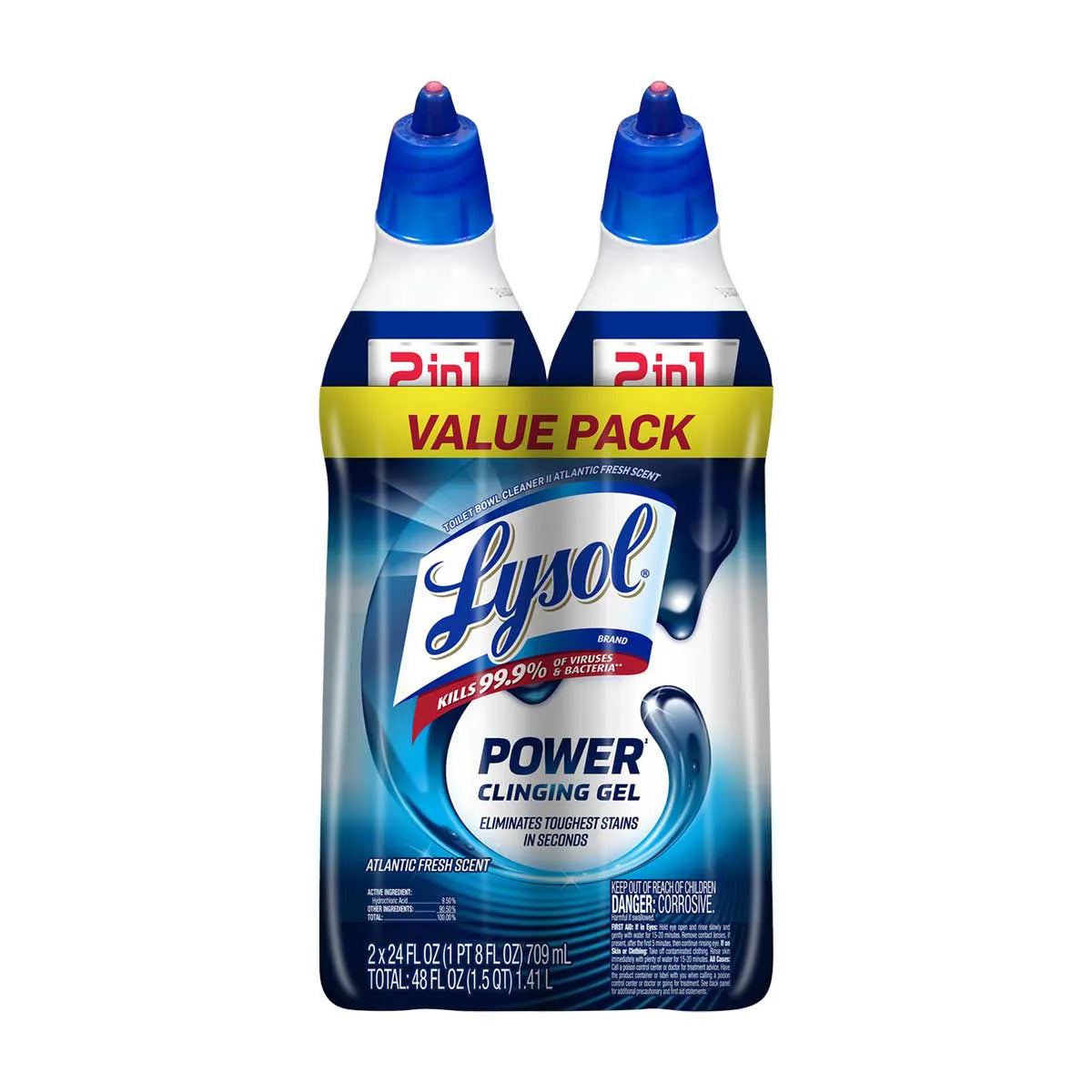Lysol Power Toilet Bowl Cleaner, 24 Oz - 2 Ct