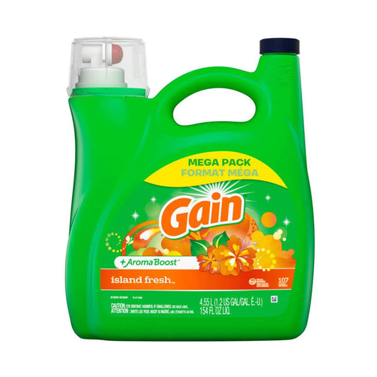 Gain Aroma Boost He Compatible Liquid Laundry Detergent - Island Fresh Scent, 107 Loads - 154 Fl Oz