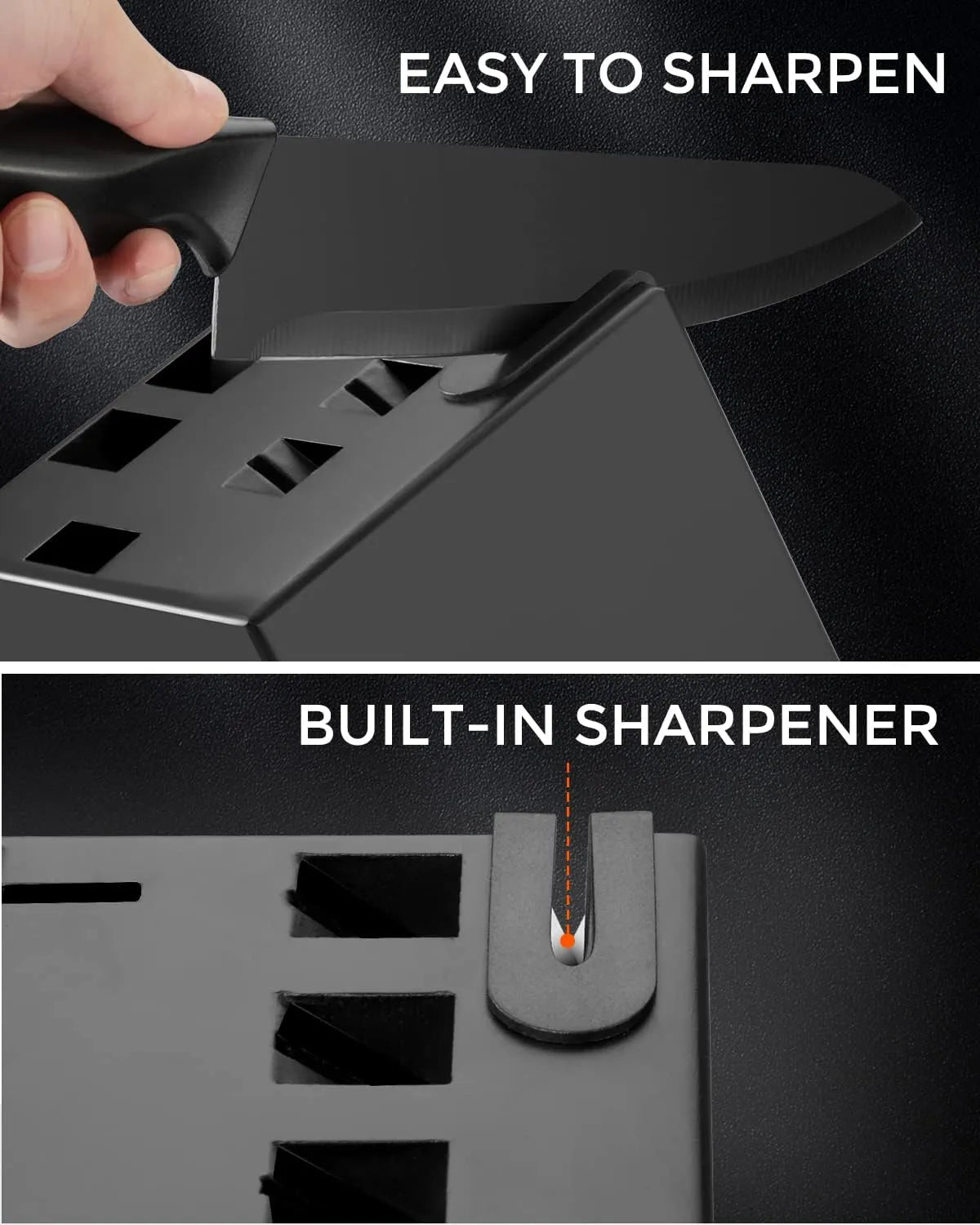 Knife Sets for Kitchen with Block, 14 Piece with Built-in Sharpener for Chopping, Slicing, Dicing&Cutting