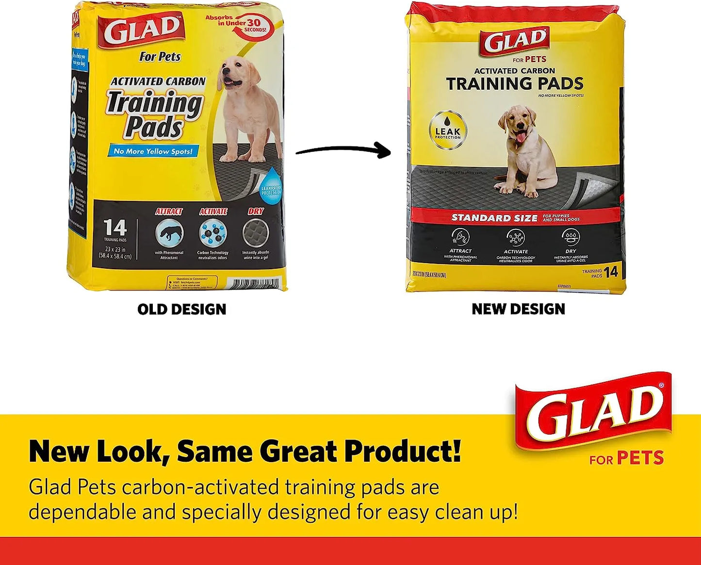 Glad for Pets Black Charcoal Puppy Pads 23" x 23" | Puppy Potty Training Pads That ABSORB & NEUTRALIZE Urine Instantly | New & Improved Quality Puppy Pee Pads, 100 count