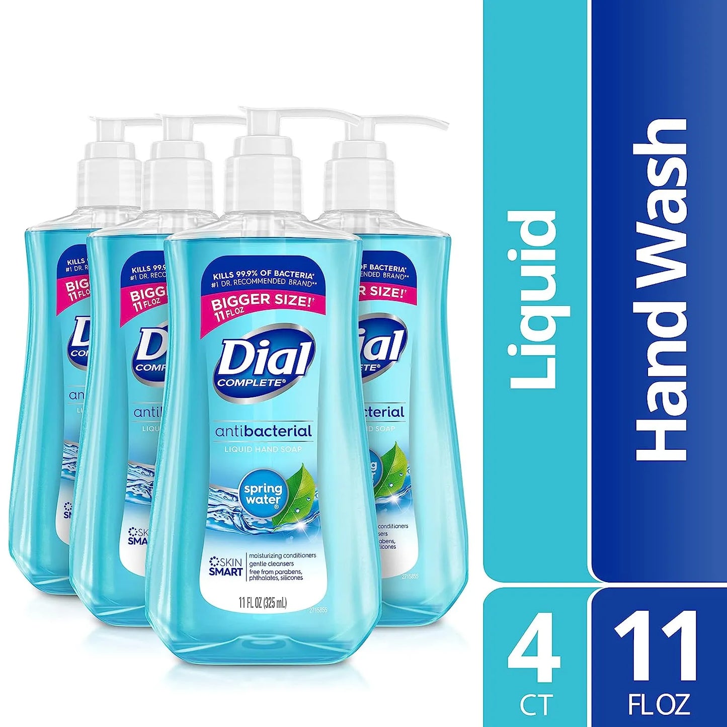 Complete Antibacterial Liquid Hand Soap, Spring Water, 11 fl oz (Pack of 4)