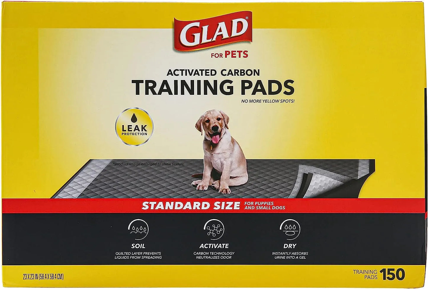 Glad for Pets Black Charcoal Puppy Pads 23" x 23" | Puppy Potty Training Pads That ABSORB & NEUTRALIZE Urine Instantly | New & Improved Quality Puppy Pee Pads, 100 count
