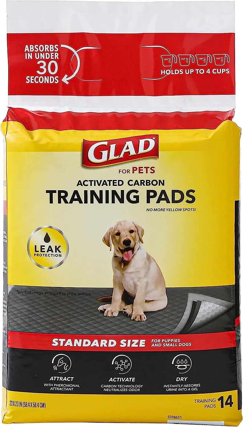 Glad for Pets Black Charcoal Puppy Pads 23" x 23" | Puppy Potty Training Pads That ABSORB & NEUTRALIZE Urine Instantly | New & Improved Quality Puppy Pee Pads, 100 count