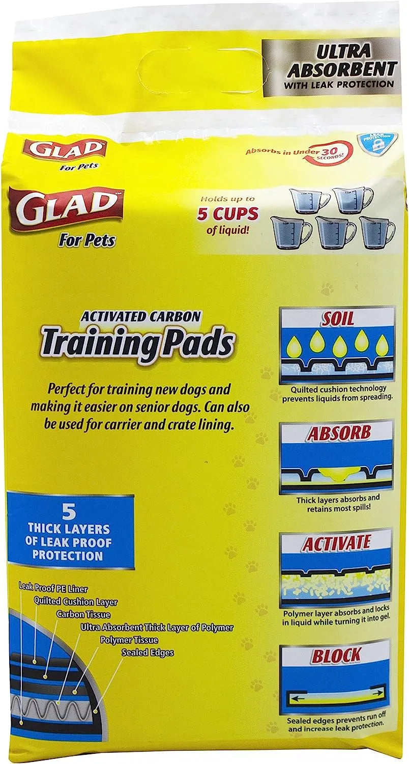 Glad for Pets Black Charcoal Puppy Pads 23" x 23" | Puppy Potty Training Pads That ABSORB & NEUTRALIZE Urine Instantly | New & Improved Quality Puppy Pee Pads, 100 count