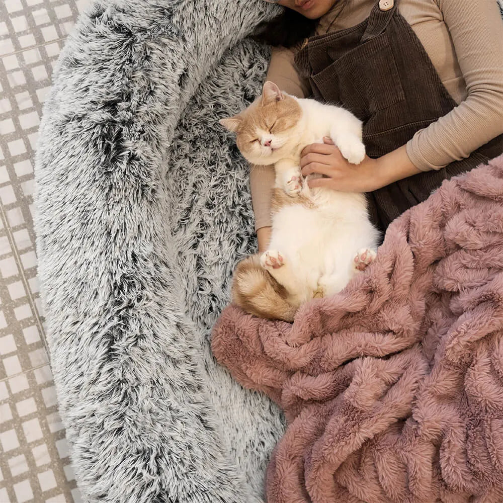 Luxury Super Large Human Dog Bed With Super Soft Pet Throw Blanket