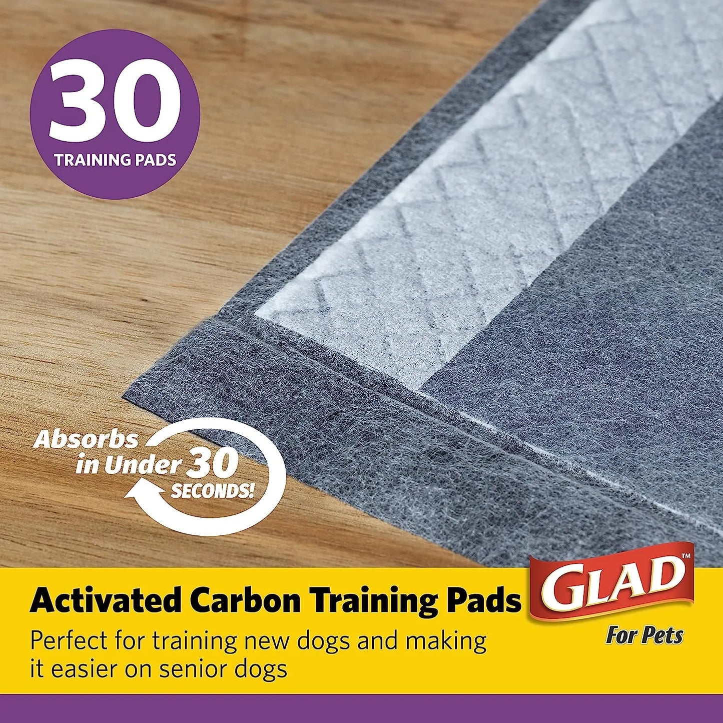 Glad for Pets Black Charcoal Puppy Pads 23" x 23" | Puppy Potty Training Pads That ABSORB & NEUTRALIZE Urine Instantly | New & Improved Quality Puppy Pee Pads, 100 count