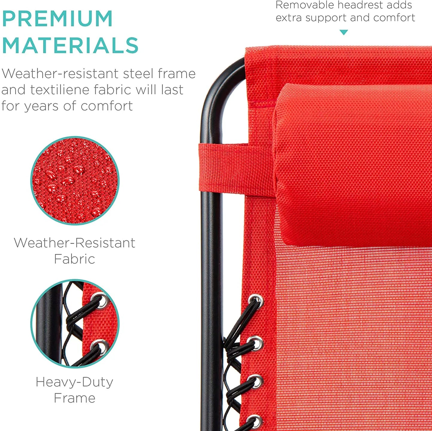 Set of 2 Adjustable Steel Mesh Zero Gravity Lounge Chair Recliners w/Pillows and Cup Holder Trays