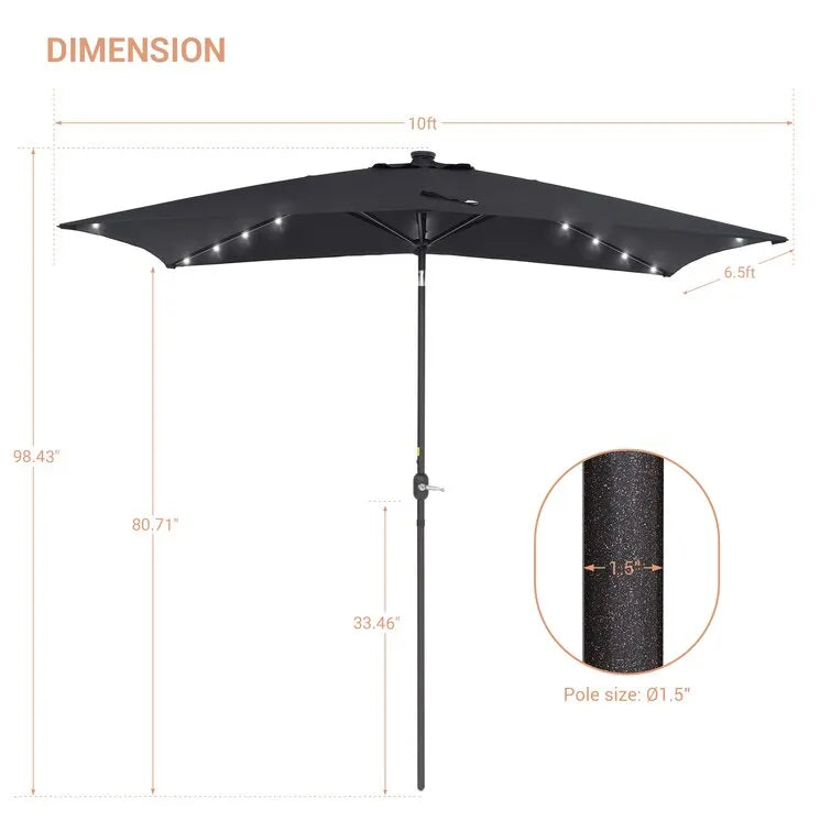 Doralice 120'' x 78'' Rectangular Lighted Market Umbrella