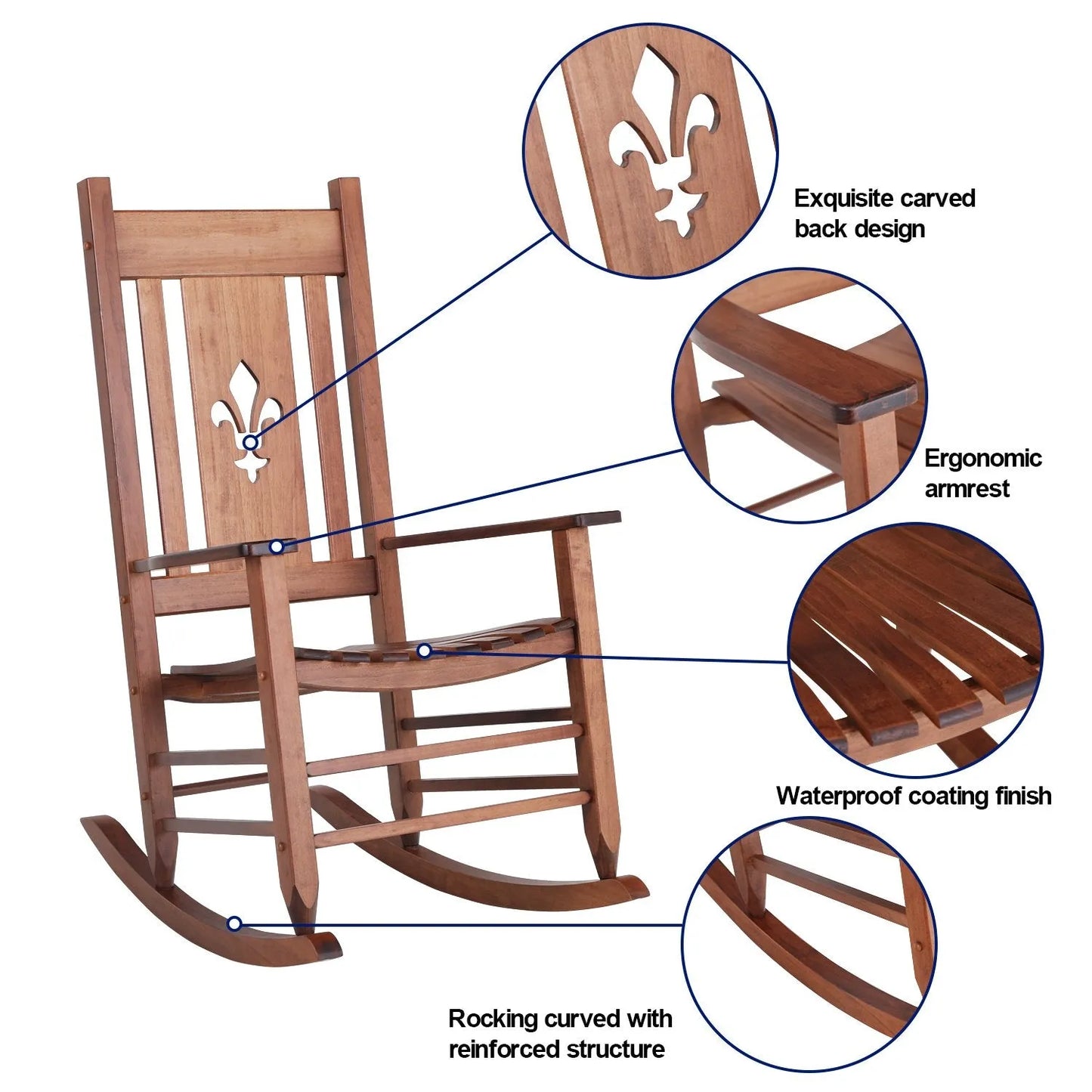 Outdoor & Indoor Wood Rocking Chair Porch Chair