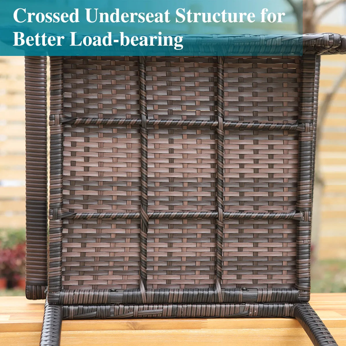 6 Piece Outdoor Dining Set with Acacia Wood Table & Wooden Bench and 4 Cushioned Rattan Wicker Chairs