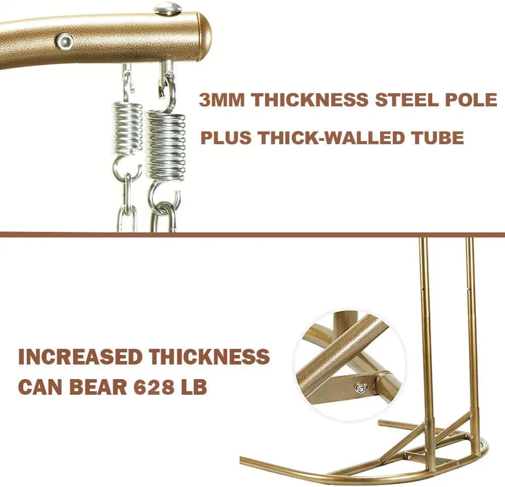 JOYBASE Hanging Egg Chair with Stand, Outdoor Wicker Rattan Egg Swing Chair with Stand and Cushion for Indoor Outdoor Bedroom Patio Garden (Grey/Black)